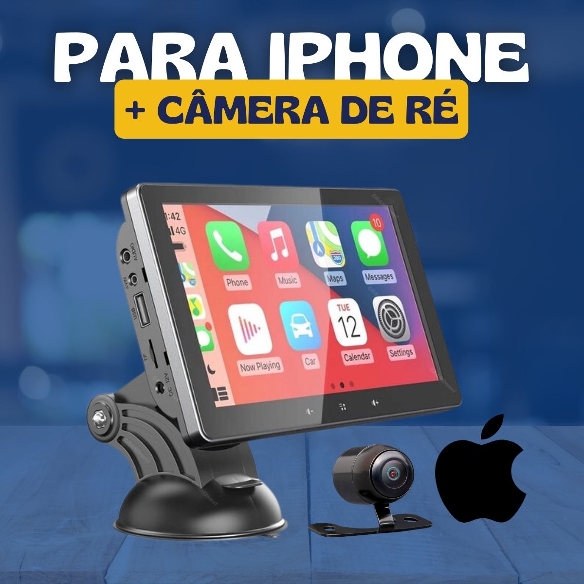 Smart Carplay™ - MULTIMÍDIA PORTÁTIL + BRINDE CÂMERA DE RÉ